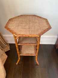 Vintage Octagon Bamboo Side Table
