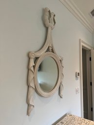 Decorative White Plaster Mirror With Beveled Glass