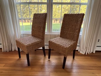 Pair Of Armless Woven  Rope Chairs
