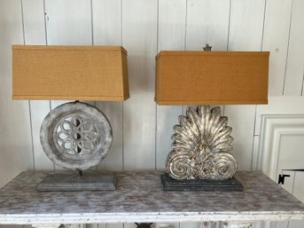 Lot Of Decorative Table Lamps With Burlap Lamp Shades