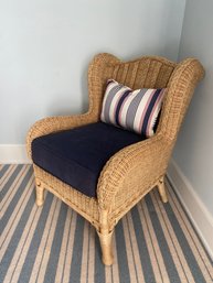 Wicker Chair With Nautical Cushion