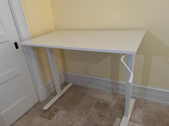 White Extension Desk With Metal Legs
