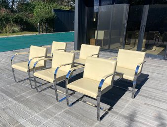 Set Of 6 Leather Dining Room Chairs Mies Van Der Rohe Brno Arm Chairs