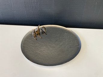 10' Stainless Serving Plate With 3 Iron Figs By Michael Aram