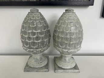 Pair Of Stone Decorative Acorns Finials