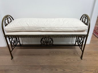 Antique Wrought Iron Bench With Pillow