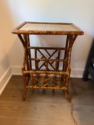 Rattan And Bamboo Side Table With Magazine Rack