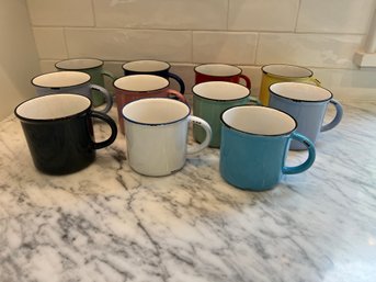 Set Of Canvas Multi-colored Ceramic Mugs