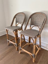 Pair Of Serena And Lily Rattan Kitchen Counter Stool (Lot #2 Of 3)