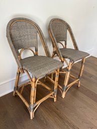 Pair Of Serena And Lily Rattan Kitchen Counter Stool (Lot #1 Of 3)