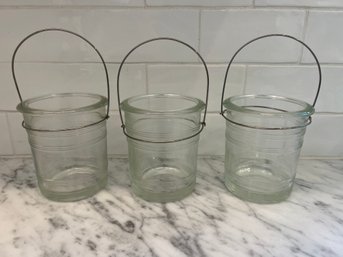 Set Of 3 Glass Pails