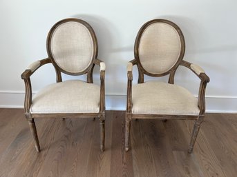 Pair Of Restoration Hardware Upholstered  Armchairs