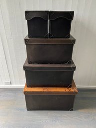 Set Of Faux Leather Boxes