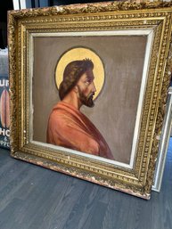 Antique Religious Oil Painting Gold Guild Frame