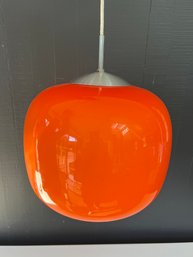 Vintage Mid Century Modern Orange Glass Pendant Light