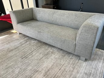 West Elm Grey Upholstered Sofa With Chrome Legs