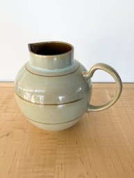 Decorative Ceramic Sage And Brown Striped Pitcher