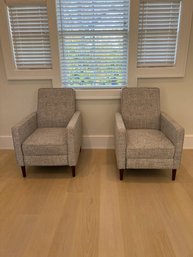 Pair Of Upholstered Grey Recliners LIKE NEW