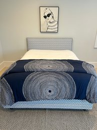 Queen Sized Upholstered Bed  With Mattress And Linens