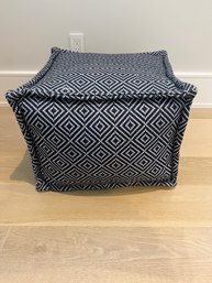 Nu Loom Blue And White Poof Ottoman Indoor Outdoor