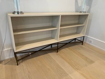 Solid Wood Console Bookshelf With Metal Base