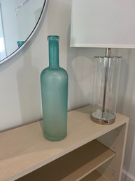 Large Decorative Turquoise Blue Glass Bottle