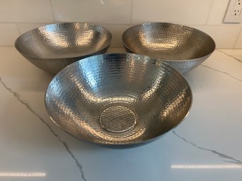 Set Of Three Metal Threshold  Bowls