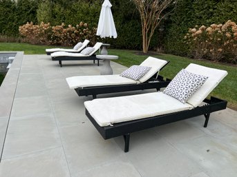 Set Of Four Outdoor Chaise Lounges With Cushions