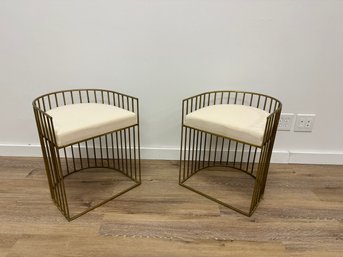 Pair Of Gold Upholstered Stools
