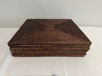 Set Of 10 Rattan Square Placemats