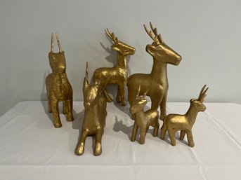 Set Of 6 Papier Mache Deorative Reindeer