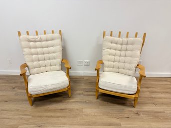 Pair Of Guillerme & Chambron 'Grand Repos' Lounge Chairs