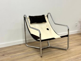 Cowhide Chair & Chrome Accent Chair