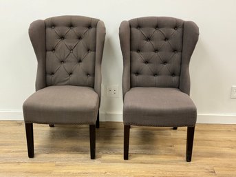 Pair Of Arhaus Greyson Tufted Upholstered Dining Chairs