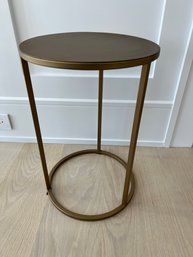 Small Round Metal Brass Tone Side Table
