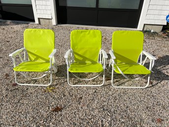 Set Of 3 Sun And Sky Lime Green Folding Beach Chairs