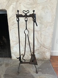 Set Of Antique Iron Fireplace Tools