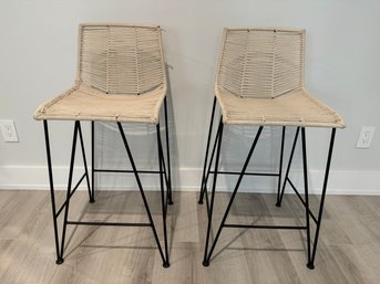 Pair Of Rope Bar Height Stools