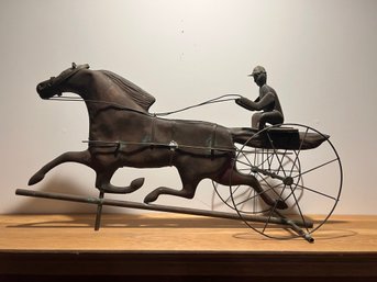 Antique Copper Sulky Jockey Horse Racing Weather Vane No Base