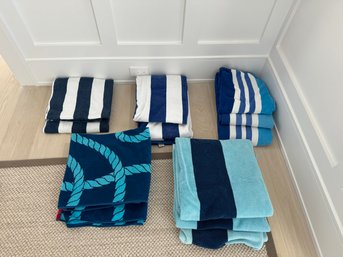 Lot Of 12 Striped Beach Towels