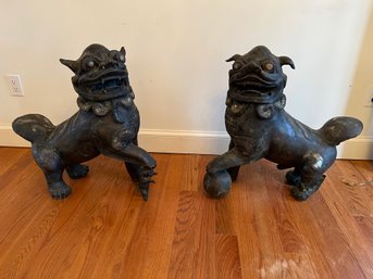 Antique Pair Of  Foo Dogs Statues (heavy)