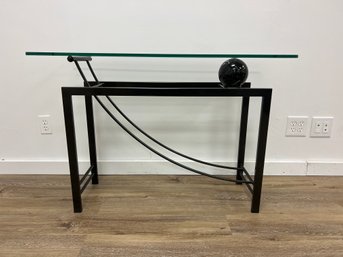 Glass Top Geometric Console Table