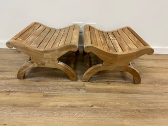 Pair Of Frontgate Teak Benches