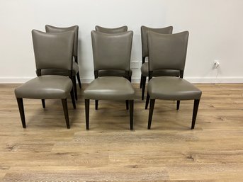 Set Of 6 Custom Leather Upholstered  Dining Chairs