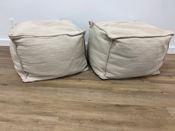 Pair Of Upholstered Annie Selke Ottomans