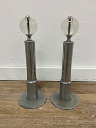 Pair Of Chrome And Lucite Midcentury Moden Andirons