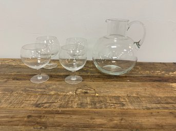 Tiffany & Co Pitcher And Four Glasses