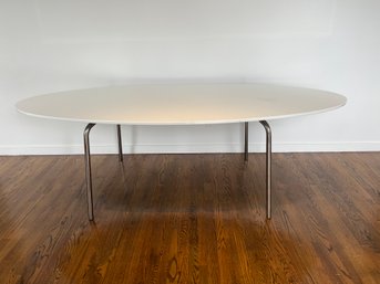 IKEA White Modern Dining Table With Chrome
