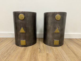 Pair Of Geometric Metal Side Tables