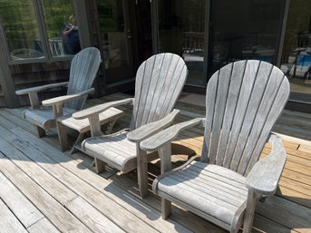 Set Of Three Teak Adirondack Chairs With Side Table
